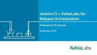 Jenkins	CI	+	XebiaLabs	for	
Release	Orchestration		
A Recipe for CD Success
September 2016
 