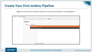 DEVOPS CERTIFICATION TRAINING www.edureka.co/devops
Create Your First Jenkins Pipeline
Step 4a: If you want a Scripted pip...