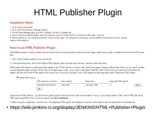 Jenkins Html Plugin Jenkins 101: Getting Started | PDF