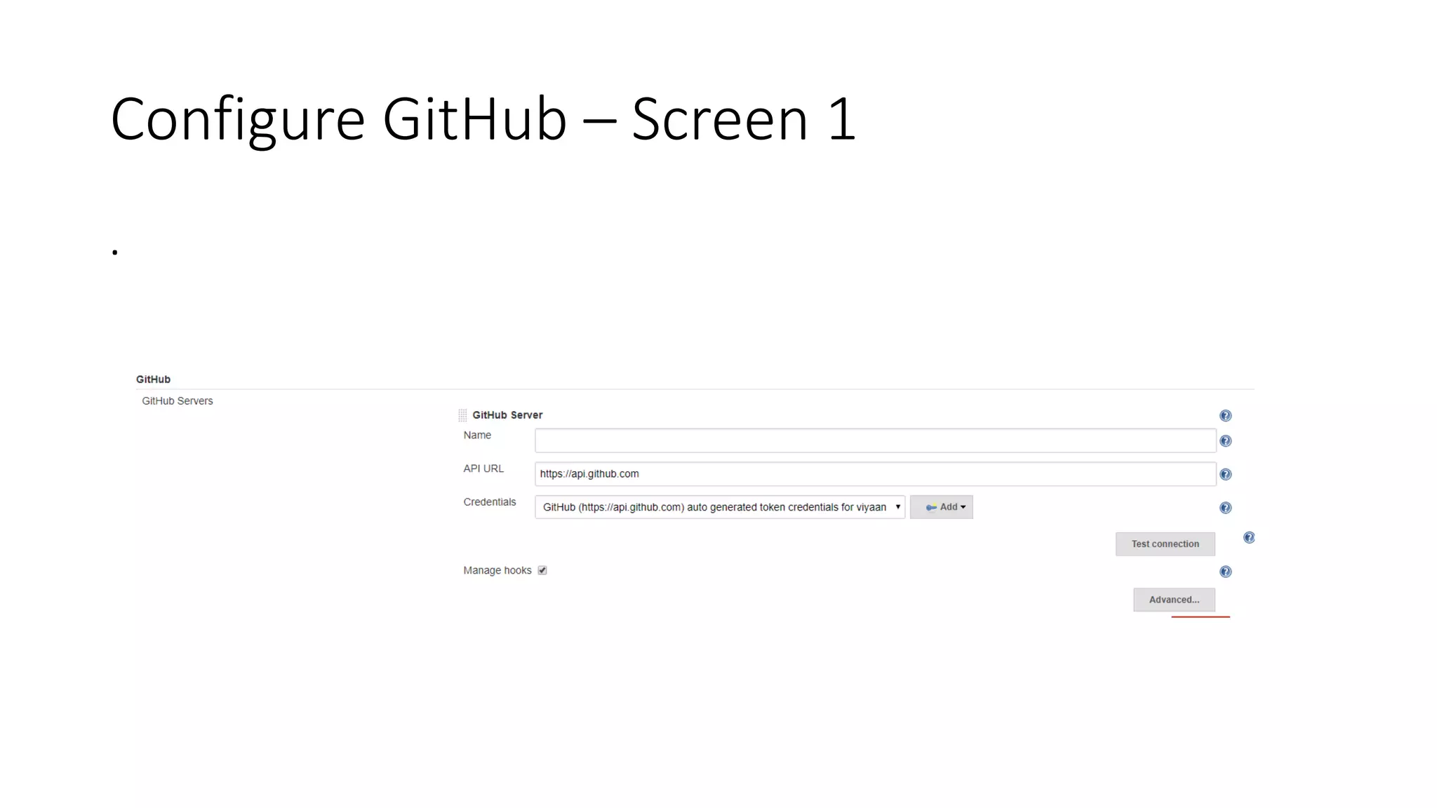 Configure GitHub – Screen 1
.
 