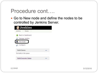 Procedure cont….
5/12/2016(c) Ankit
 Go to New node and define the nodes to be
controlled by Jenkins Server.
 