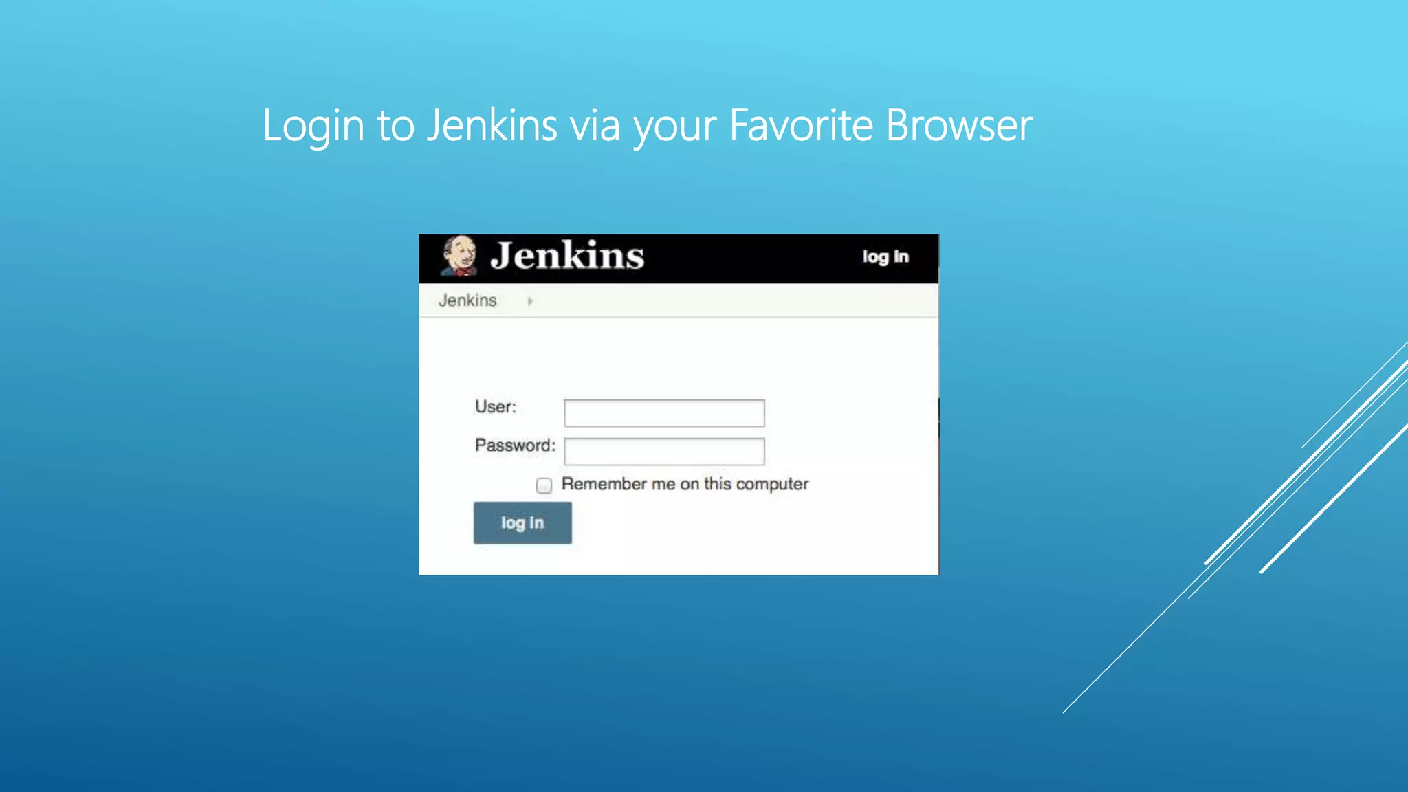 Login to Jenkins via your Favorite Browser
 