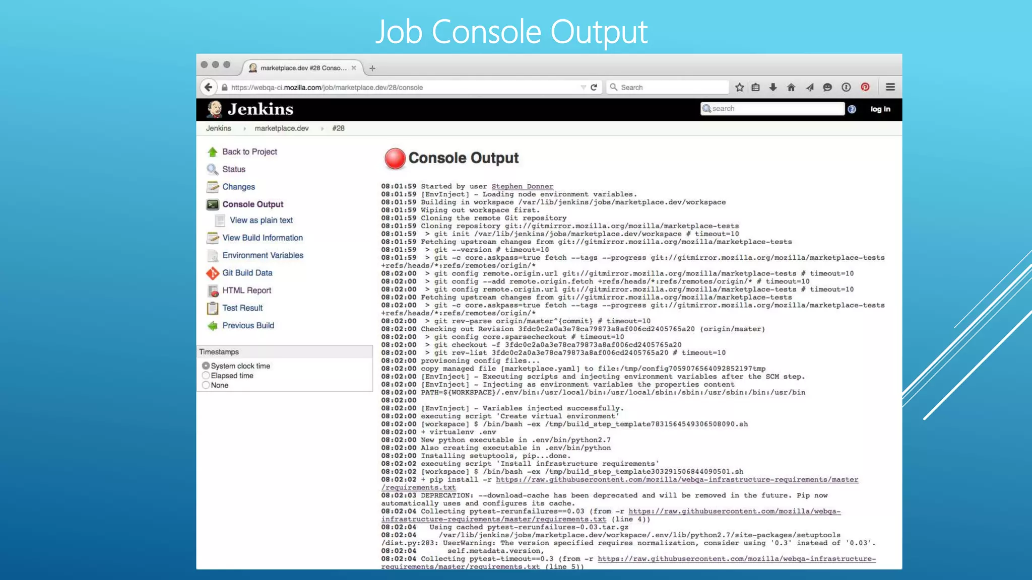 Job Console Output
 