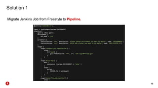 15
Solution 1
Migrate Jenkins Job from Freestyle to Pipeline.
 