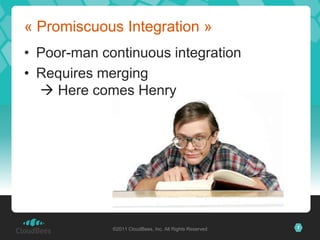 EachScrum-team follows agile development practices and uses c.i.But … Continuousintegration©2011 CloudBees, Inc. All Rights Reserved