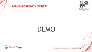 @gitenterprise @gerritreview #JenkinsWorld
DEMO
Continuous Delivery Analytics
 