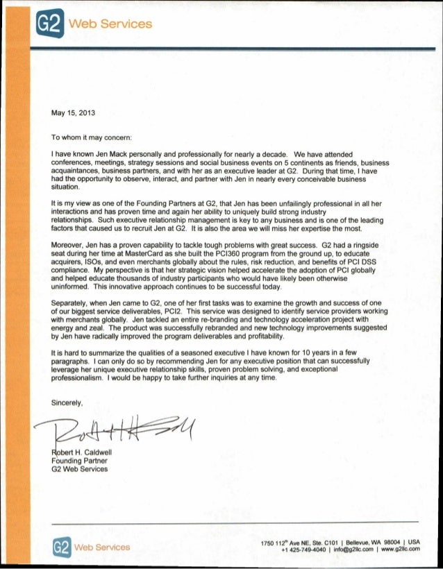 professional business reference letter