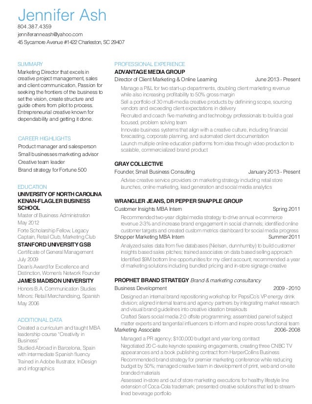 jenn ash director of marketing resume director of marketing resumes