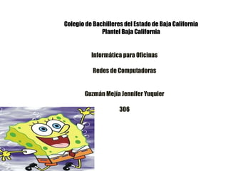 Colegio de Bachilleres del Estado de Baja California Plantel Baja California Informática para Oficinas Redes de Computadoras Guzmán Mejía Jennifer Yuquier 306 