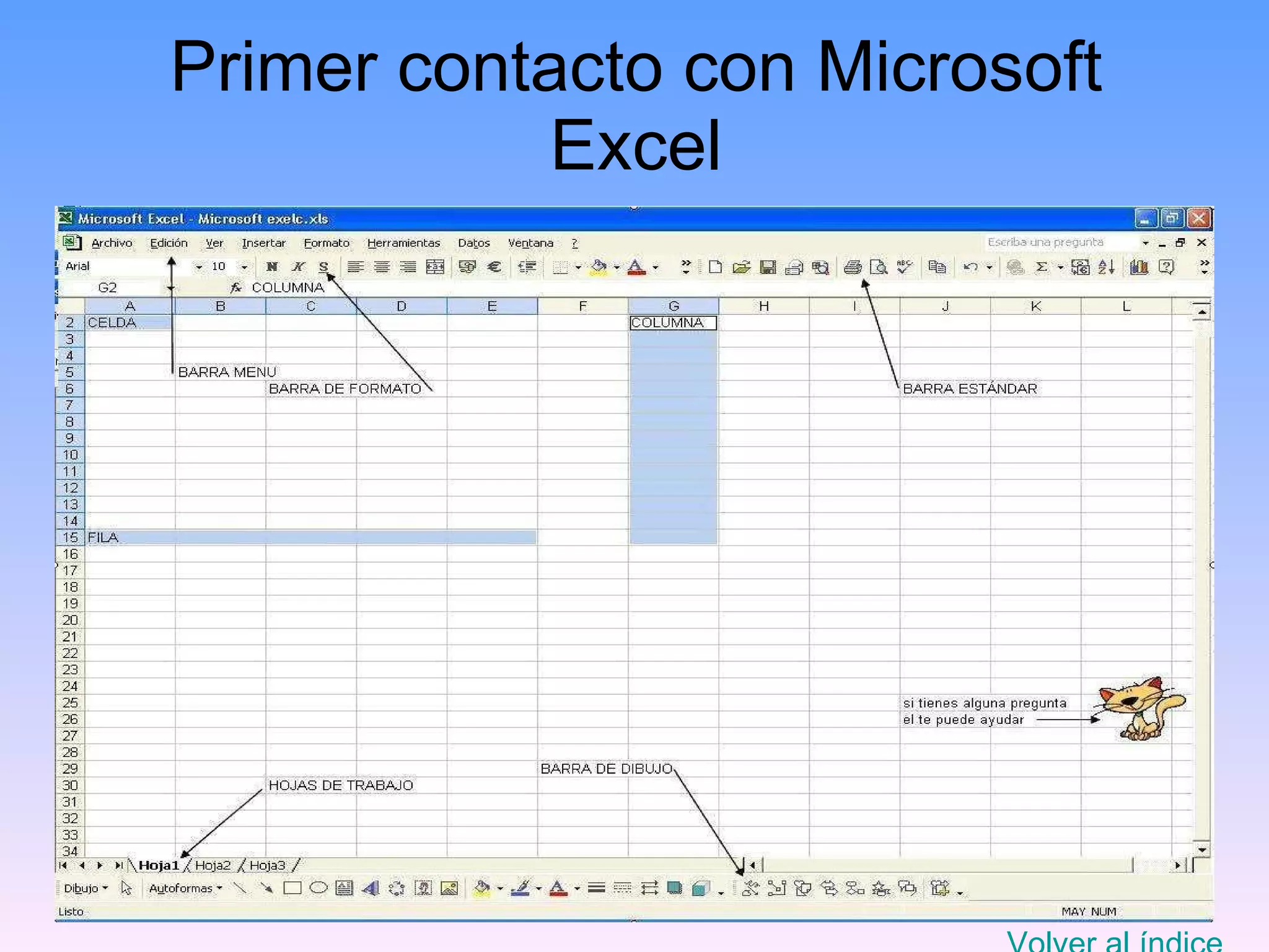 Primer contacto con Microsoft Excel Volver al índice 