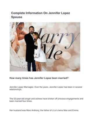 Jennifer Lopez Marriages, Spouse – Dating History | PDF
