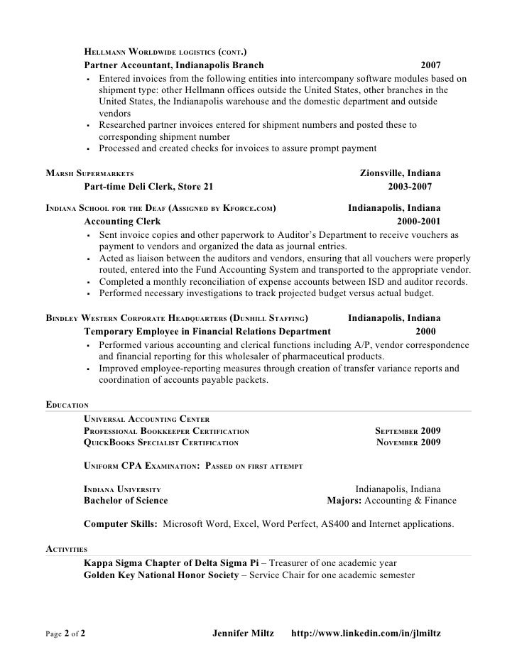 Accounting resume key