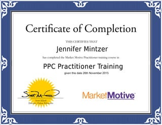 Jennifer Mintzer PPC Practitioner Training Certificate