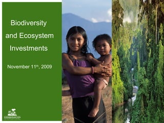 Biodiversity  and Ecosystem Investments  November 11 th , 2009 