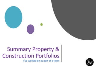 Summary Property &
Construction Portfolios
I’ve worked on as part of a team
 