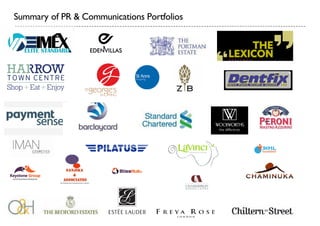 Summary of PR & Communications Portfolios
 