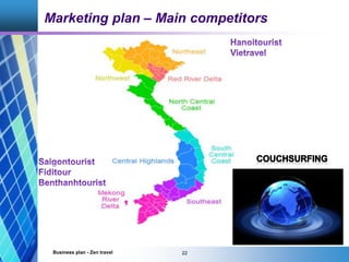 Marketing plan – Main competitors
Business plan - Zen travel 22
 
