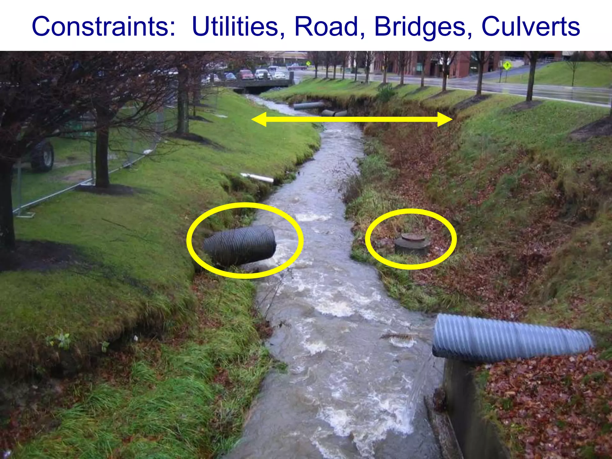 Constraints: Utilities, Road, Bridges, Culverts
 