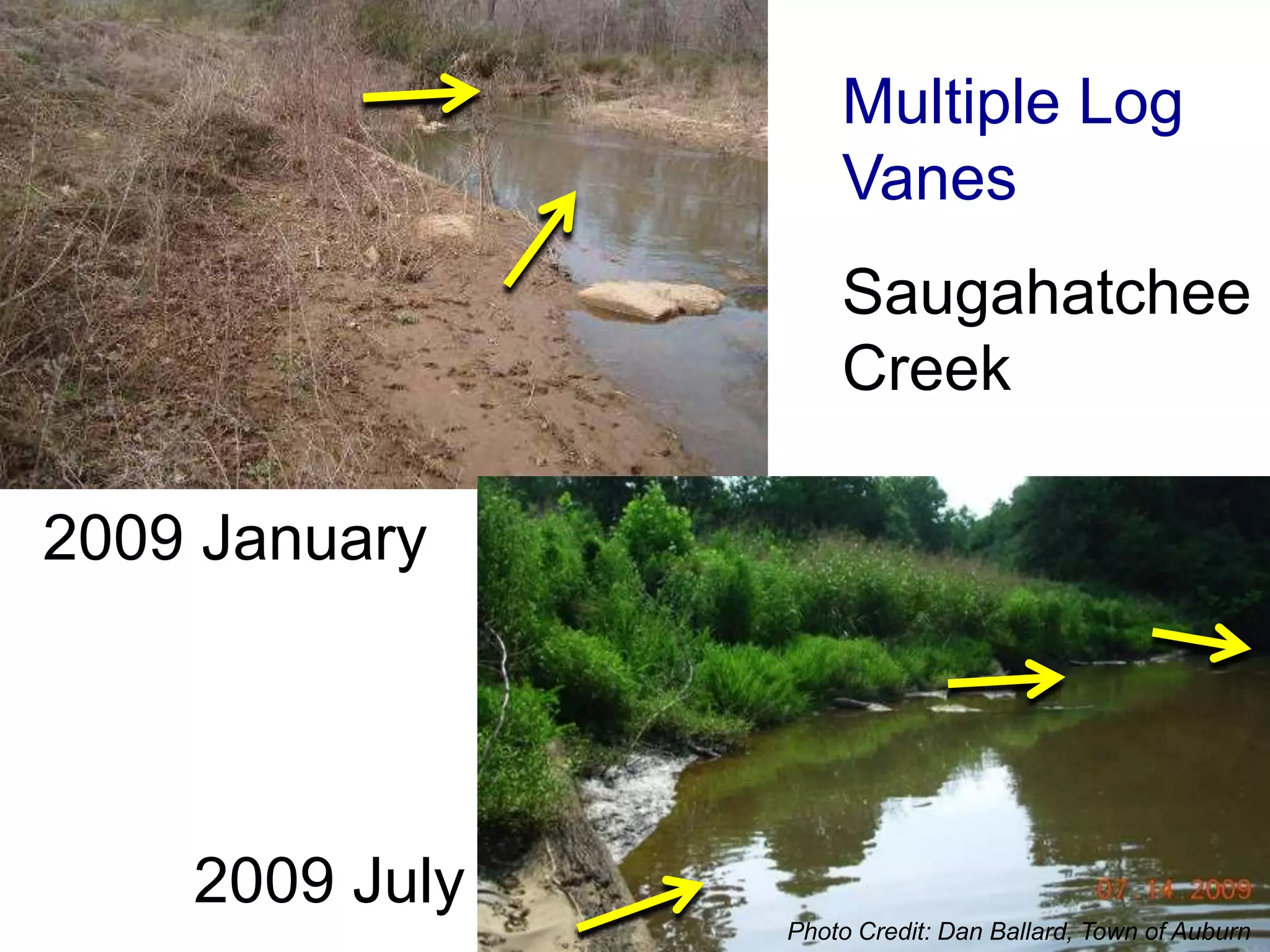 Multiple Log
                    Vanes
                    Saugahatchee
                    Creek

2009 January




    2009 July
                Photo Credit: Dan Ballard, Town of Auburn
 
