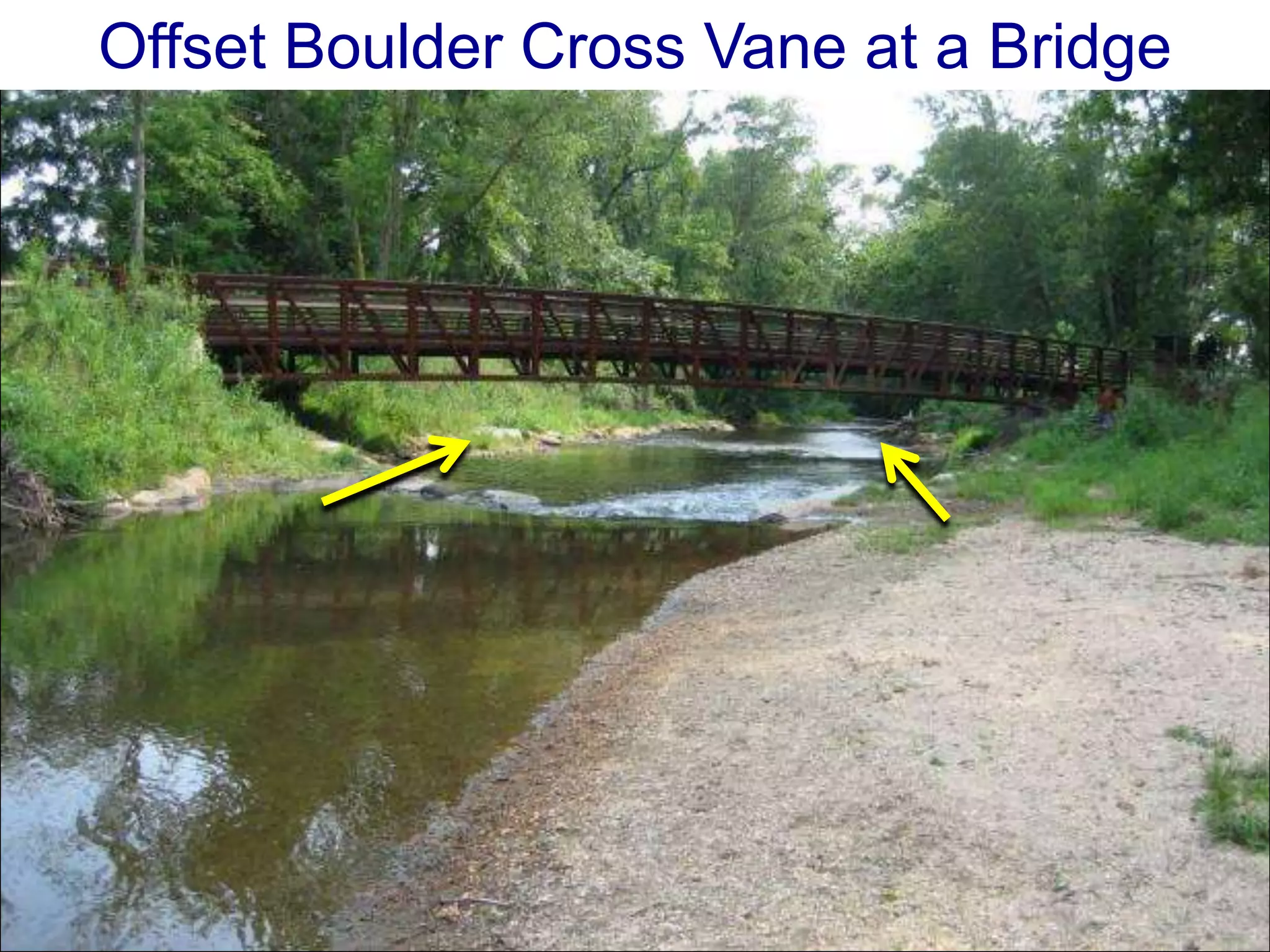 Offset Boulder Cross Vane at a Bridge
 