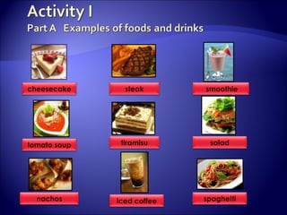 cheesecake steak smoothie tomato soup tiramisu salad nachos iced coffee spaghetti 