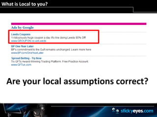 Even if you aren’t selling local services, prove you are real… … are you a web only retailer competing with big brands with a bricks and mortar presence?http://www.mobileshop.com – one of the biggest losers in the Panda updateRevealing Google Maps results…