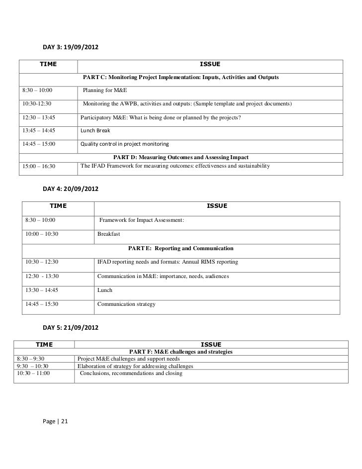report on the training of monitoring and evaluation staff of ifad pro training reports template