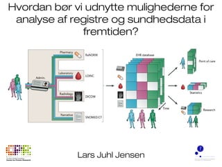 Hvordan bør vi udnytte mulighederne for
analyse af registre og sundhedsdata i
fremtiden?
Lars Juhl Jensen
 