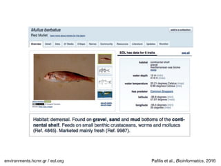 Pafilis et al., Bioinformatics, 2016environments.hcmr.gr / eol.org
 