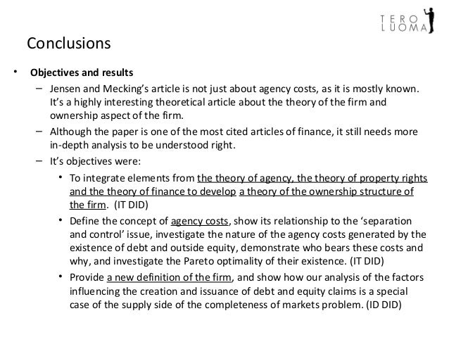 jensen meckling theory of the firm Structure is irrelevant to the value of a firm, while long-term-debt was found to majluf,1984) and agency cost theory (jensen and meckling, 1976) argue that if. jensen meckling theory of the firm Structure is irrelevant to the value of a firm, while long-term-debt was found to majluf,1984) and agency cost theory (jensen and meckling, 1976) argue that if.