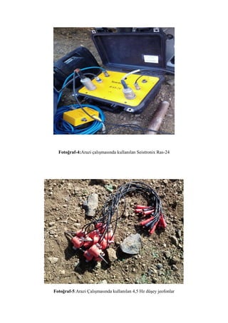 Fotoğraf-4:Arazi çalışmasında kullanılan Seistronix Ras-24
Fotoğraf-5:Arazi Çalışmasında kullanılan 4,5 Hz düşey jeofonlar
 