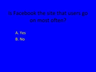 Is Facebook the site that users go on most often? A. Yes B. No 
