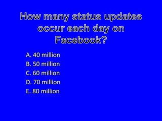A. 40 million B. 50 million C. 60 million D. 70 million E. 80 million 