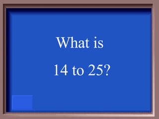 What is  14 to 25? 
