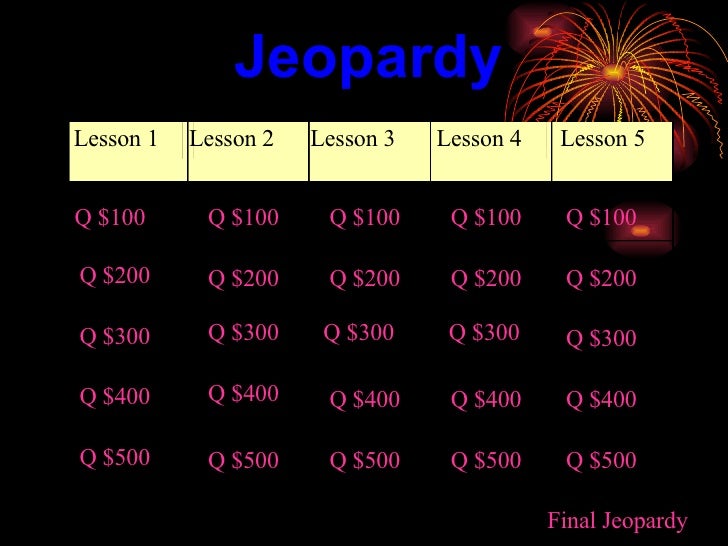 Jeopardy Game 5th Grade 1
