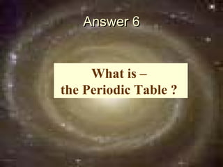 Answer 6


     What is –
the Periodic Table ?
 