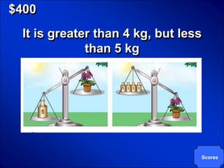 © Mark E. Damon - All Rights Reserved

   $400
          It is greater than 4 kg, but less
                      than 5 kg




                                          Scores
 