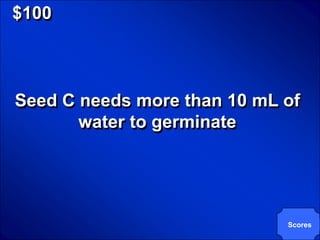 © Mark E. Damon - All Rights Reserved

   $100



    Seed C needs more than 10 mL of
           water to germinate




                                        Scores
 