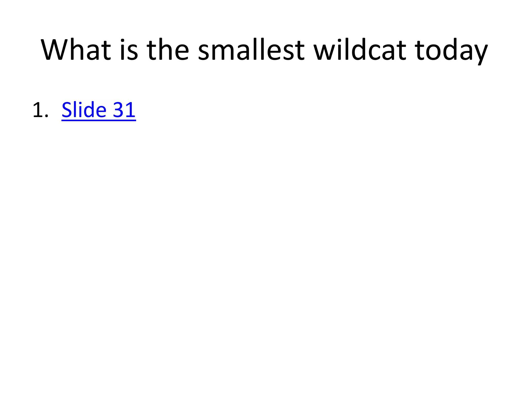 What is the smallest wildcat today
1. Slide 31
 