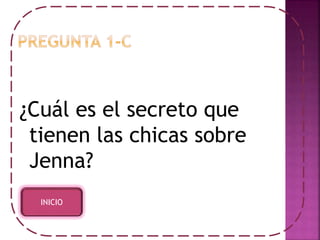 ¿Cuál es el secreto que 
tienen las chicas sobre 
Jenna? 
INICIO 
 