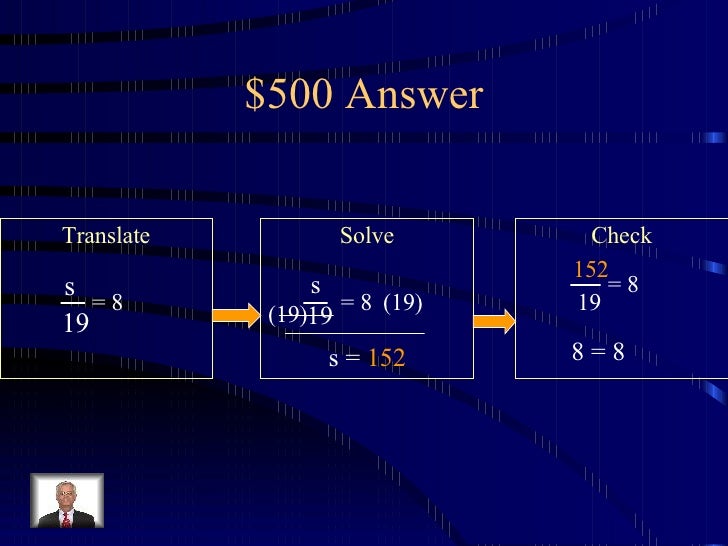 Jeopardy Algebra