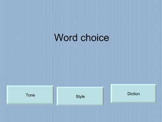 Word choice Diction Tone Style 