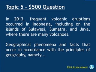 Jeopardy Game - Geography. Secondary Level | PPTX