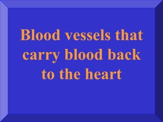 Blood vessels that
carry blood back
to the heart
 