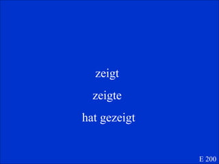 zeigt  zeigte  hat gezeigt E 200 