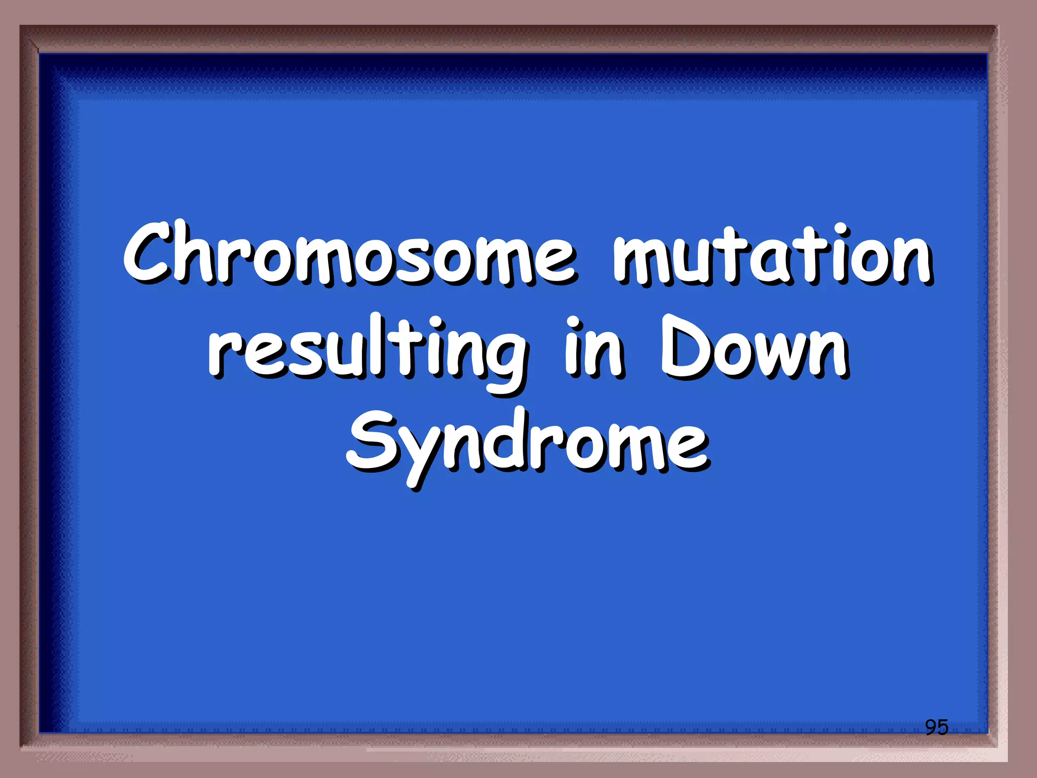 Chromosome mutation
  resulting in Down
     Syndrome


                  95
 