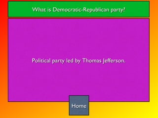 Political party led by Thomas Jefferson. What is Democratic-Republican party? Home 