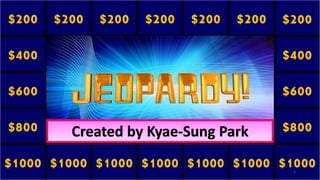 $200 $200 $200 $200 $200 $200 $200
$400 $400 $400 $400 $400 $400 $400
$600 $600 $600 $600 $600 $600 $600
$800 $800 $800 $800 $800 $800 $800
$1000 $1000 $1000 $1000 $1000 $1000 $1000
Created by Kyae-Sung Park
1
 