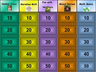 20 30 40 50 10 20 30 40 50 10 20 30 40 50 10 20 30 40 50 10 20 30 40 50 10 Mixed Review Math Mania Fun with  Numbers Marvelous Math Number Crazy 