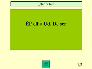 1,2 Él/ ella/ Ud. De ser ¿Qué es fue?